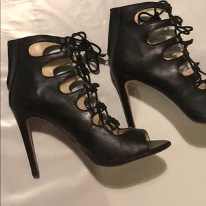 Zara Lace-Up Black Ankle Heels